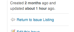 A screenshot of the link for returning to the issue listing.