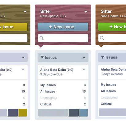 Screenshot of the design with versions as seen by color-blind people.