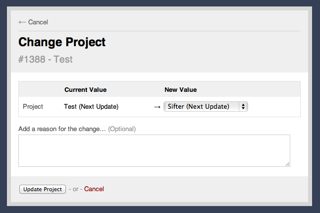 The option for moving issues between projects.