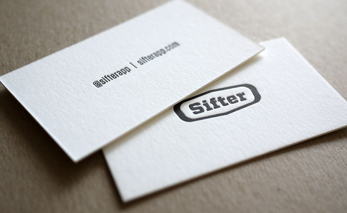 A photo of the front and back of the Sifter cards.