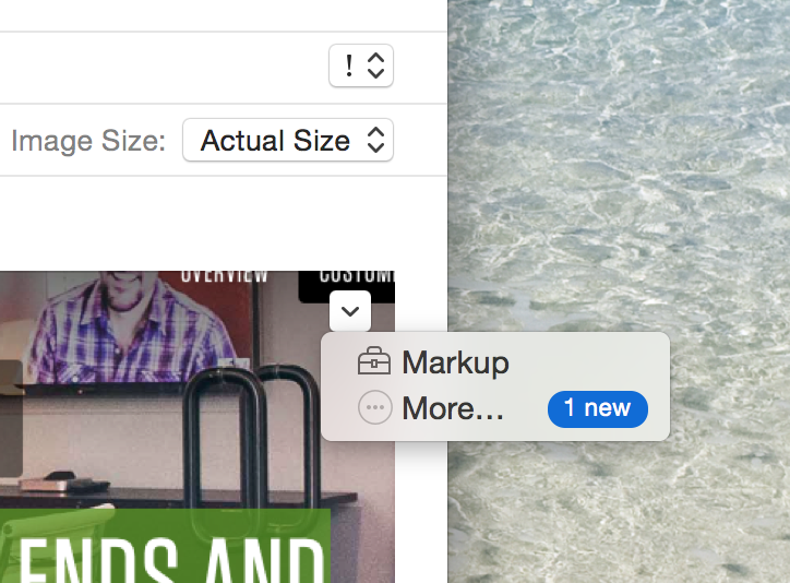 Screenshot of the shortcut to markup images in Apple Mail.